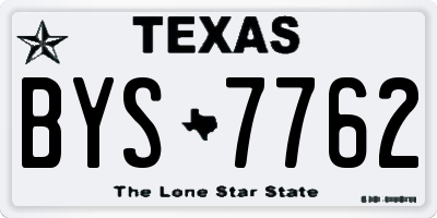 TX license plate BYS7762