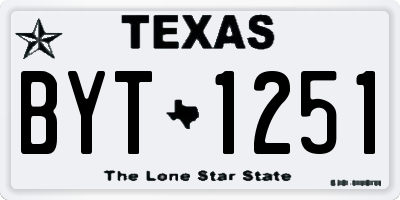 TX license plate BYT1251