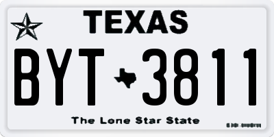 TX license plate BYT3811