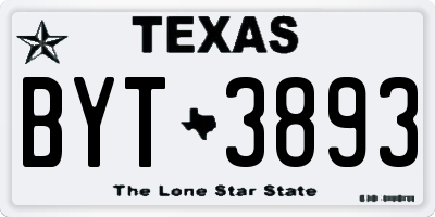 TX license plate BYT3893