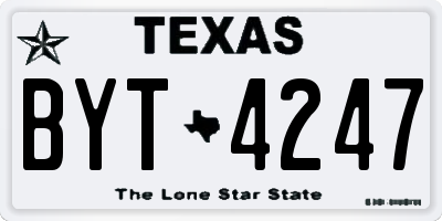 TX license plate BYT4247
