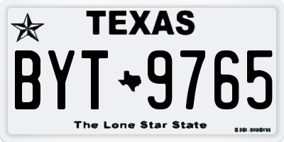 TX license plate BYT9765
