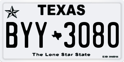 TX license plate BYY3080