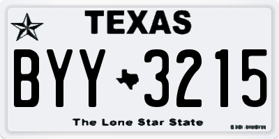 TX license plate BYY3215