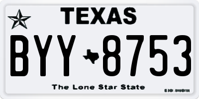 TX license plate BYY8753