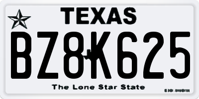 TX license plate BZ8K625