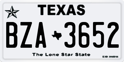 TX license plate BZA3652