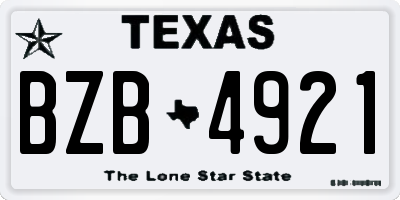 TX license plate BZB4921