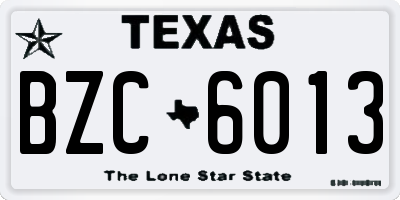 TX license plate BZC6013