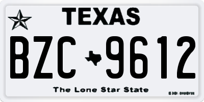 TX license plate BZC9612