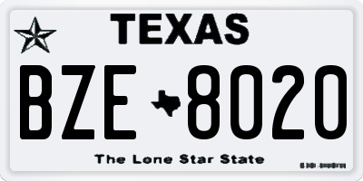 TX license plate BZE8020