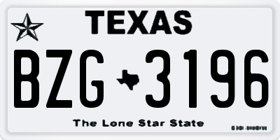 TX license plate BZG3196