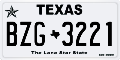 TX license plate BZG3221