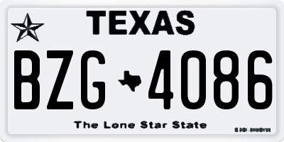 TX license plate BZG4086