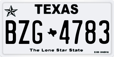 TX license plate BZG4783