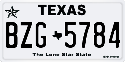 TX license plate BZG5784