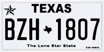 TX license plate BZH1807