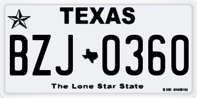 TX license plate BZJ0360