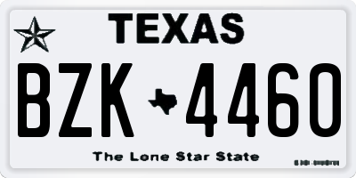 TX license plate BZK4460