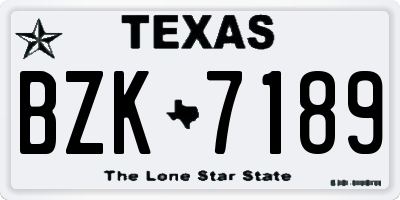 TX license plate BZK7189