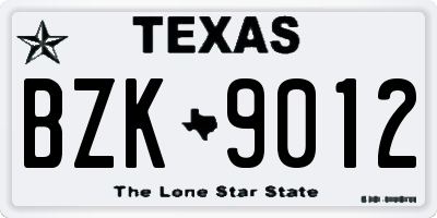TX license plate BZK9012