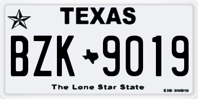 TX license plate BZK9019