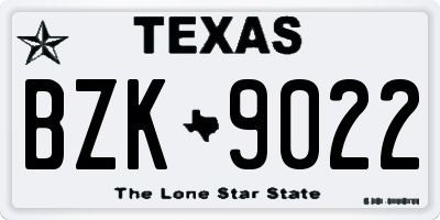 TX license plate BZK9022