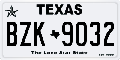 TX license plate BZK9032