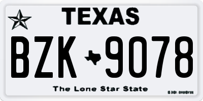 TX license plate BZK9078