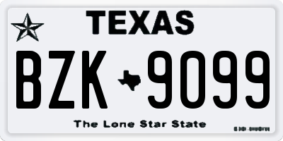 TX license plate BZK9099