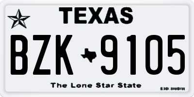 TX license plate BZK9105