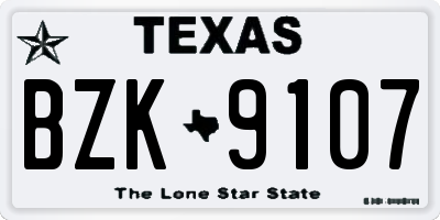TX license plate BZK9107
