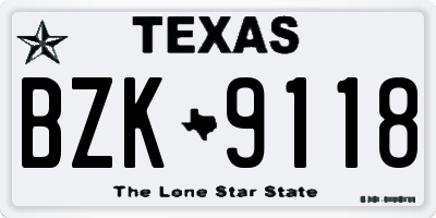 TX license plate BZK9118