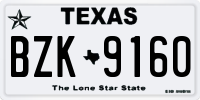 TX license plate BZK9160