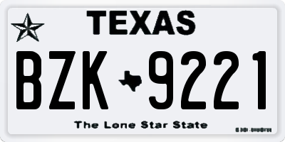 TX license plate BZK9221