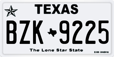 TX license plate BZK9225