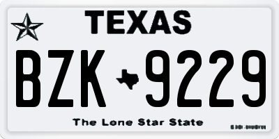 TX license plate BZK9229