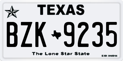 TX license plate BZK9235