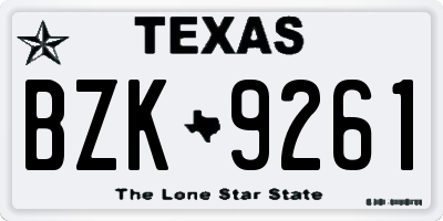 TX license plate BZK9261