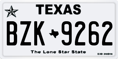 TX license plate BZK9262