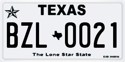 TX license plate BZL0021