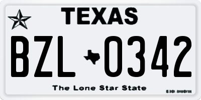 TX license plate BZL0342