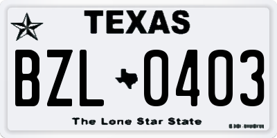 TX license plate BZL0403