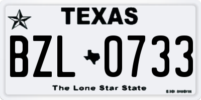 TX license plate BZL0733