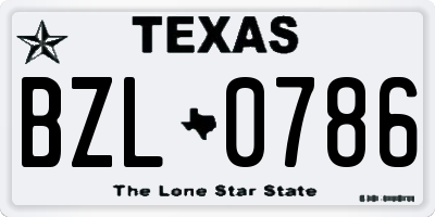 TX license plate BZL0786
