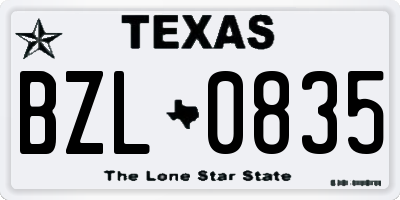 TX license plate BZL0835