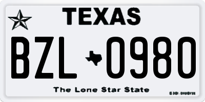 TX license plate BZL0980