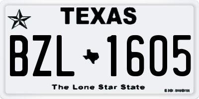 TX license plate BZL1605
