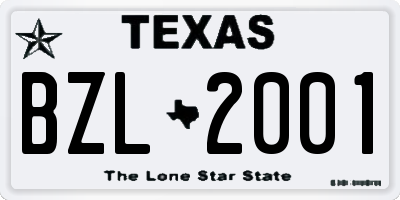 TX license plate BZL2001