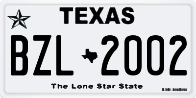TX license plate BZL2002